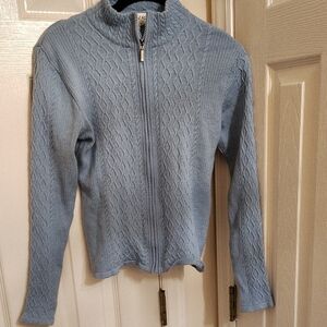 Elegant Blue Cable Knit Women's Cardigan